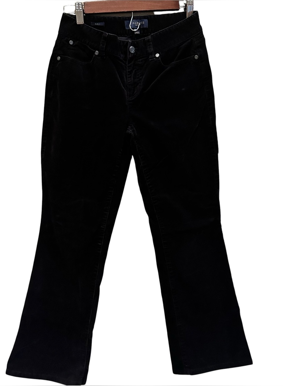 Talbots Women’s Petites Curvy Bootcut Corduroy Pants Black Size 4P 27.5 inseam
